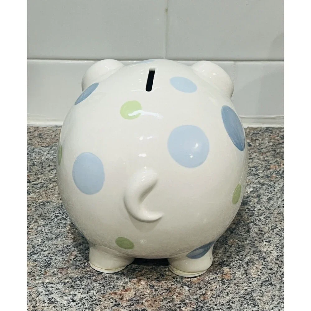 Polka Dot Ceramic Piggy Bank Multicolor Large Size